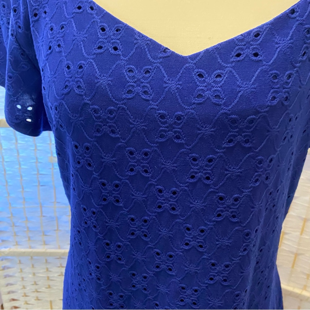 Elegant Royal Blue Eyelet Women's Dress size 12 - Picture 11 of 15